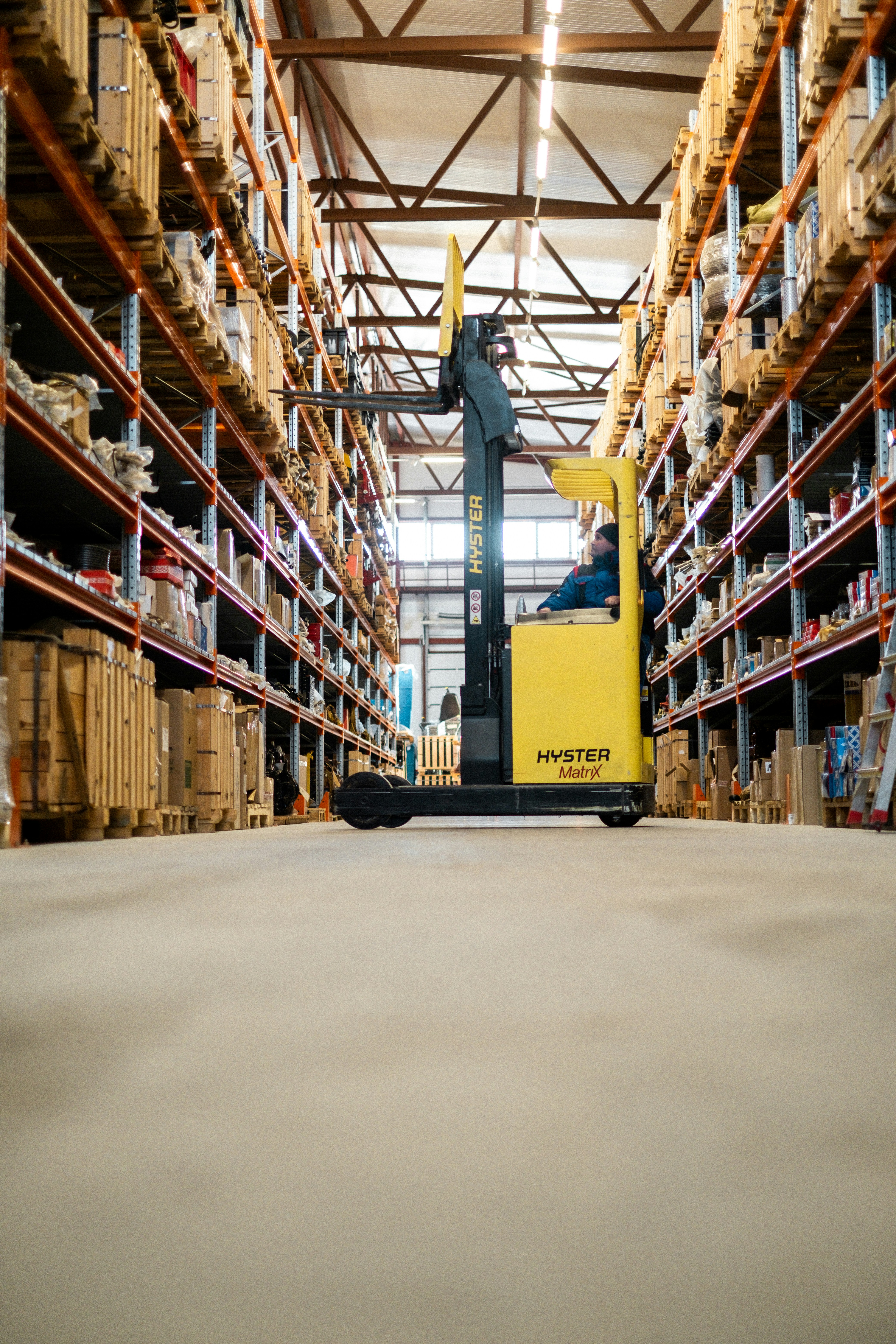 Warehouse worker managing inventory